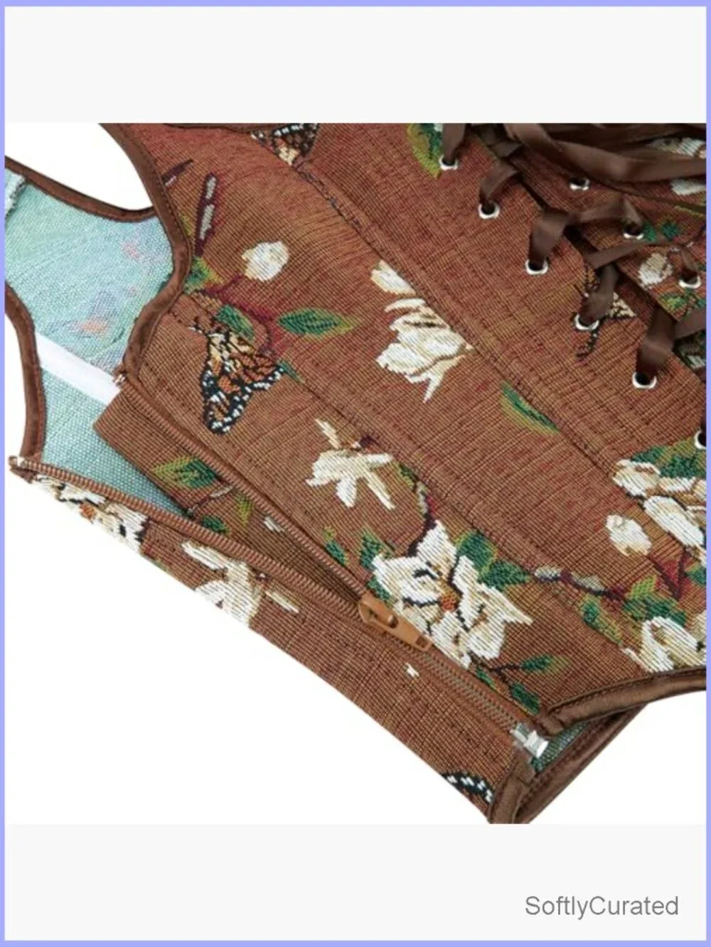 Vintage Floral Bustier Corset Top Lace Up Sweetheart Neck Slim Fit